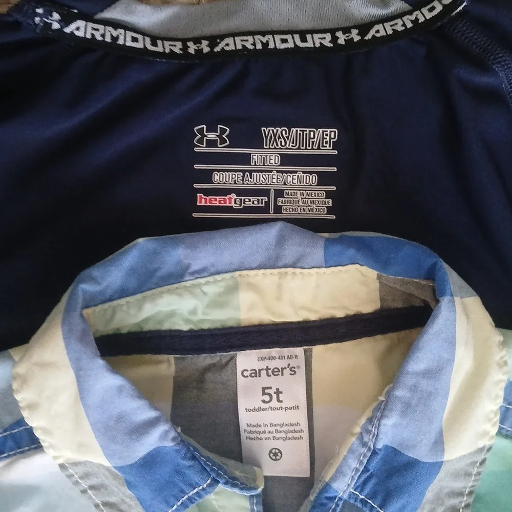 Carter's & Under Armor Boys Size 5T/YXS Plaid & Blue Shirts - Picture 3 of 8